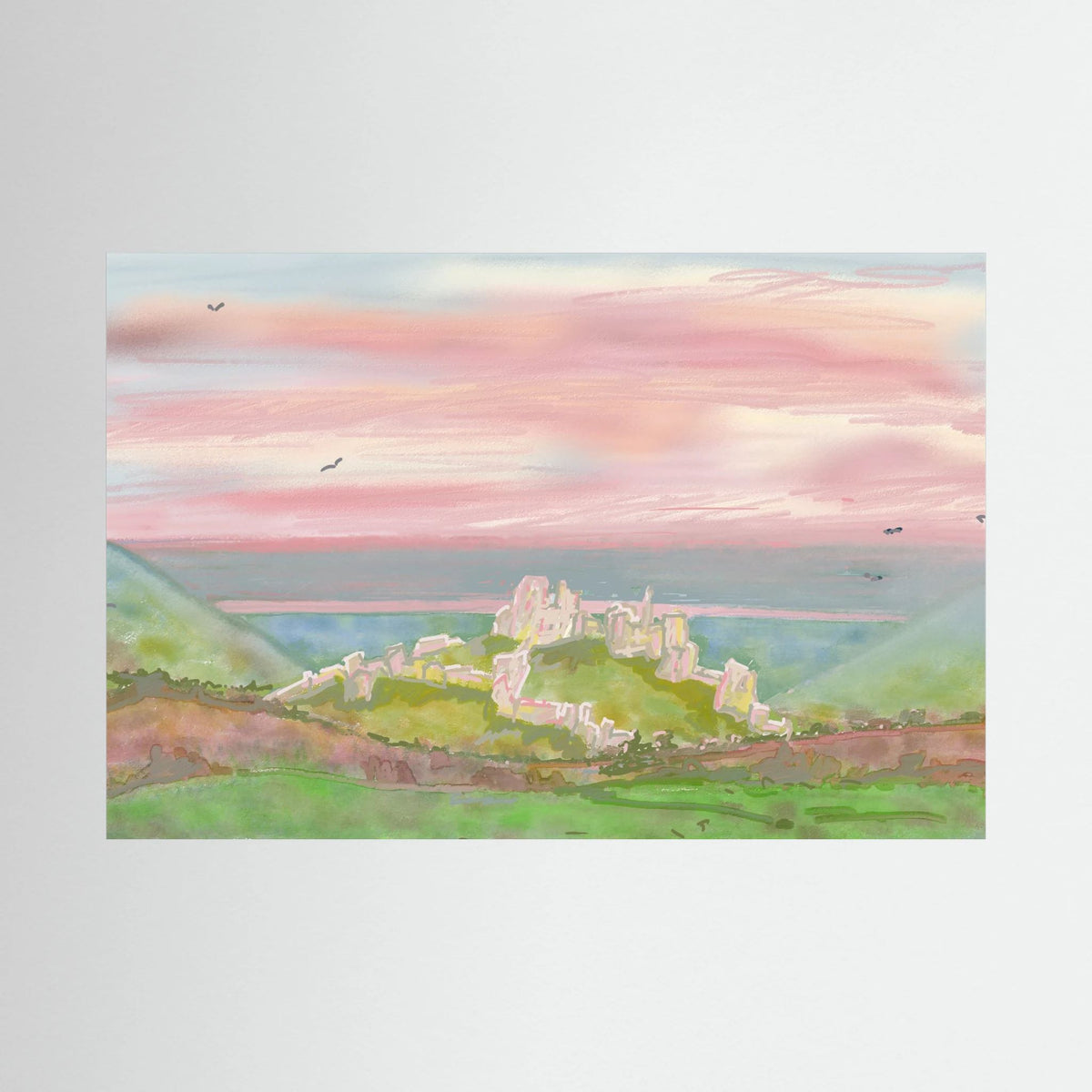 Rose Light Over Corfe